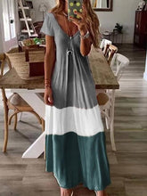 Load image into Gallery viewer, Vestido estampado gradiente de manga curta para mulheres
