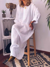 Load image into Gallery viewer, Vestido solto de linho de cor sólida e algodão
