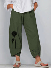 Load image into Gallery viewer, Loose wide trousers in cotton and linen with dandelion print for women
