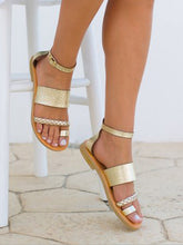 Load image into Gallery viewer, Sandalias planas con corte romano para mujer
