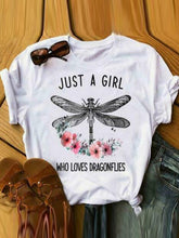 Load image into Gallery viewer, Women's Creative Dragonfly Cartoon Print Short Sleeve T-Shirt
