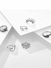 Load image into Gallery viewer, Set of 6 vintage lotus leaf flower crown rings
