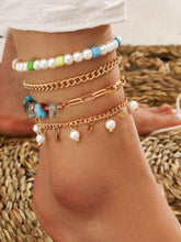 Load image into Gallery viewer, Bohemia playa perla redonda grava natural borla zapatos hechos a mano multicapa 4 cuatro piezas traje tobillo
