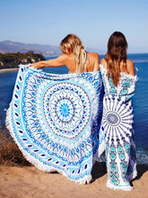 Load image into Gallery viewer, Cojín de yoga de toalla de playa redonda con estampado digital Mandala
