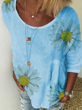 Load image into Gallery viewer, Camisa feminina de gola redonda com estampa margarida
