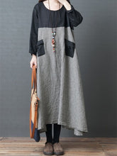 Load image into Gallery viewer, Women's Color Block Plaid Linen Dress
