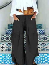 Load image into Gallery viewer, Wide irregular pants with large linen pockets
