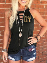Load image into Gallery viewer, Camiseta feminina com estampa de letras MAMA LIFE
