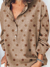 Load image into Gallery viewer, Camisa feminina casual com estampa de bolinhas soltas de manga comprida
