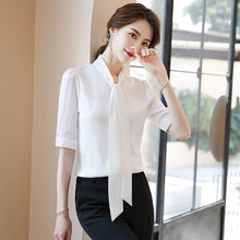 Load image into Gallery viewer, Solid Color Bow Chiffon Shirt
