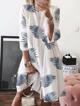 Load image into Gallery viewer, Vestido largo estampado mangas 3/4 cuello redondo gran swing grande
