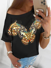 Load image into Gallery viewer, Camiseta holgada con estampado de mariposas para mujer
