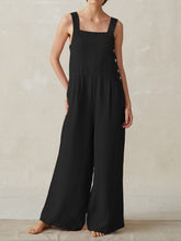 Load image into Gallery viewer, Wide-leg jumpsuit buttoned to one side
