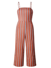 Load image into Gallery viewer, Long striped cotton and linen jumpsuit
