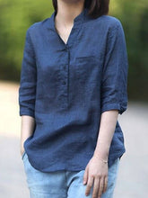 Load image into Gallery viewer, Women's Casual Cotton Collar and Linen Shirt
