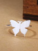 Load image into Gallery viewer, Anillo mariposa de plata cepillada lisa
