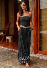 Load image into Gallery viewer, Vestido largo de cuello alto con dobladillo estampado
