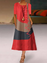 Load image into Gallery viewer, Women's Loose Trapeze Dress With Multi Color Stitching

