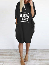 Load image into Gallery viewer, Hippie soul print crew neck midi dress
