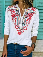 Load image into Gallery viewer, Camiseta feminina de manga comprida estampada casual
