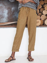 Load image into Gallery viewer, Women's cotton and linen pants with drawstring
