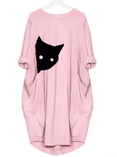 Load image into Gallery viewer, Camiseta com estampa de gato de desenho animado vestido de bolso

