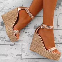 Load image into Gallery viewer, High Heel Platform Ankle Strap Wedge Sandals

