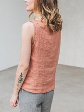Load image into Gallery viewer, Colete feminino de algodão com decote em V casual de linho
