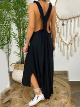 Load image into Gallery viewer, Vestido feminino de algodão e linho sem costas
