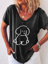 Load image into Gallery viewer, Casual short sleeve dog print t-shirt for women

