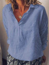 Load image into Gallery viewer, Camisa lisa de lino y algodón para mujer
