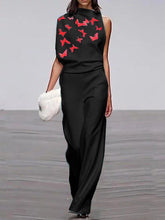 Load image into Gallery viewer, One Shoulder Butterfly Print Jumpsuit
