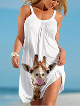 Load image into Gallery viewer, Vestido con tirantes elásticos y estampado de jirafa para mujer
