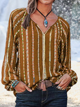 Load image into Gallery viewer, Blusa de manga comprida com estampa boho retrô
