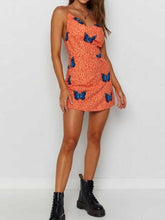 Load image into Gallery viewer, Vestido ajustado de cintura alta con estampado de mariposas
