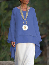 Load image into Gallery viewer, Irregular Hem Double Layer Cotton and Linen Shirt for Women
