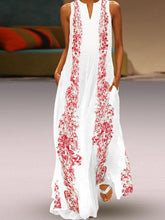 Load image into Gallery viewer, Women Sleeveless Printed V Neck Sleeveless Beach Dress
