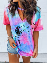 Load image into Gallery viewer, Women's Dandelion Faith Print Tie Dye V-Neck Top
