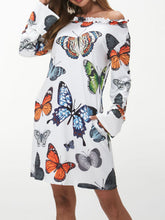 Load image into Gallery viewer, Vestido de manga larga con estampado de mariposas para mujer
