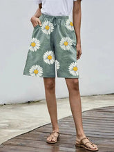 Load image into Gallery viewer, Shorts de mujer de algodón y lino de talla grande con estampado de margaritas
