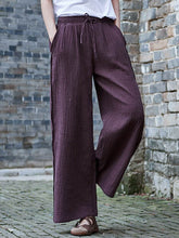Load image into Gallery viewer, Calças largas de algodão com arco retro feminino
