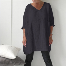 Load image into Gallery viewer, Women's Cotton Short Sleeve Loose Midi Dress
