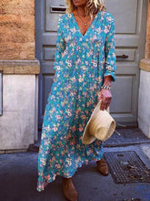 Load image into Gallery viewer, Vestido feminino de manga 3/4 com decote em V solto
