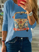 Load image into Gallery viewer, Camiseta de mujer de manga larga con cuello redondo estampado en el pecho
