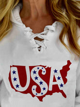Load image into Gallery viewer, Women's USA Star Print Pocket Strip Hoodie

