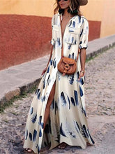 Load image into Gallery viewer, Maxi vestidos boho con estampado de plumas
