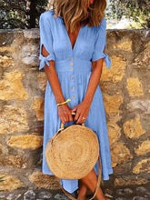 Load image into Gallery viewer, Vestido feminino de renda com decote em V

