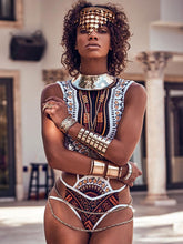 Load image into Gallery viewer, Women's Vintage-Print Lace-Up One-Piece Swimsuit
