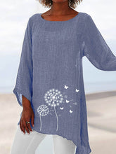 Load image into Gallery viewer, Camiseta feminina de algodão com estampa borboleta dente-de-leão
