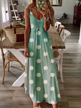 Load image into Gallery viewer, Vestido comprido com estampa de bolinhas e alças
